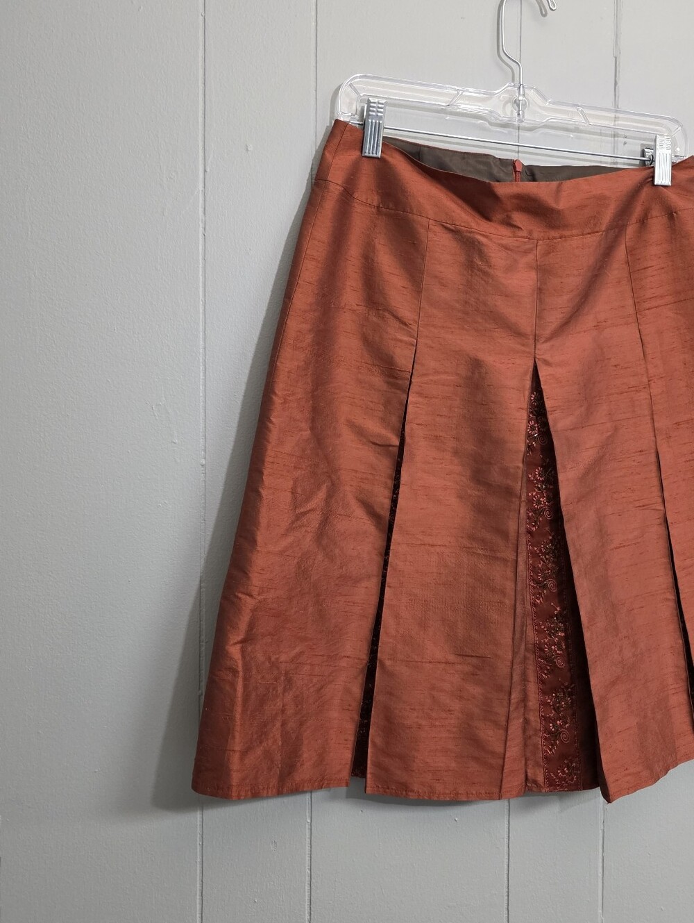 S. Oliver Women Rust Orange Crafted Silk Knee Length Skirt Size 38 - Picture 2 of 10